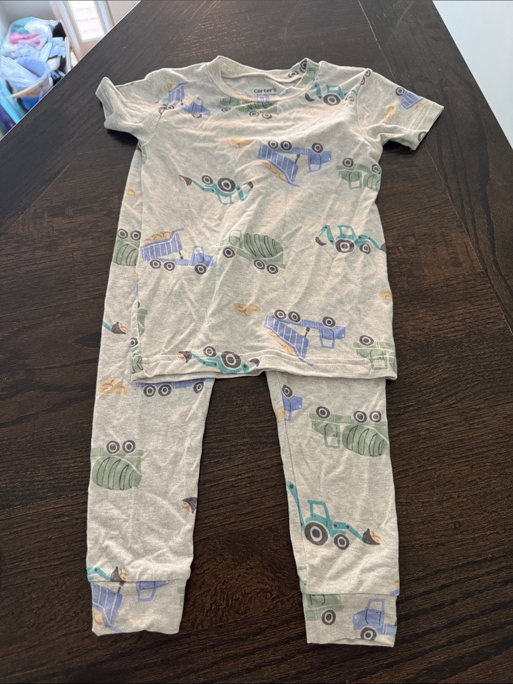 Carter's Cream Pajama Set with Blue and Green Accents
